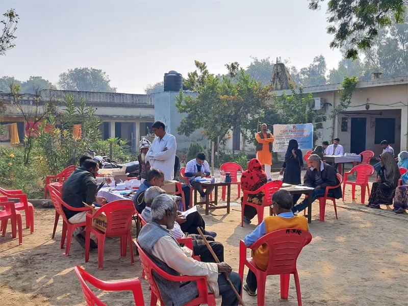 Outdoor health checkup camp for elderly patients